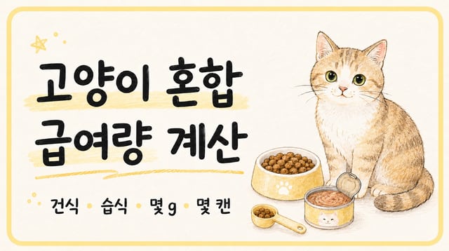 고양이 건식·습식 사료 혼합 급여량 계산 방법